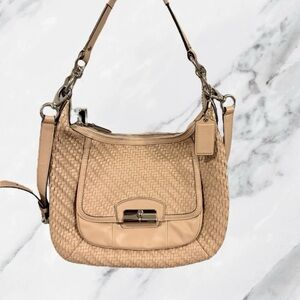 COACH Blush Pink Woven Leather Kristin Hobo Shoulder Bag Y2K Vintage 19314